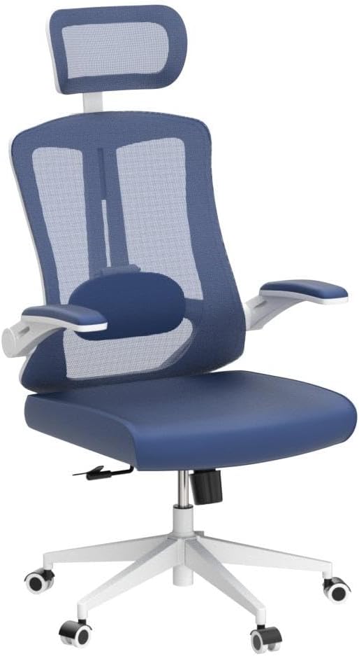 Office Chair,Ergonomic Comfy Home Desk Chair with 350LBS Capacity,High Back Gaming Chair with Wheels,Mesh Computer Chair,Lumbar Support, Adjustable Headrest,Flip-up Armrest-DeskLoop Office