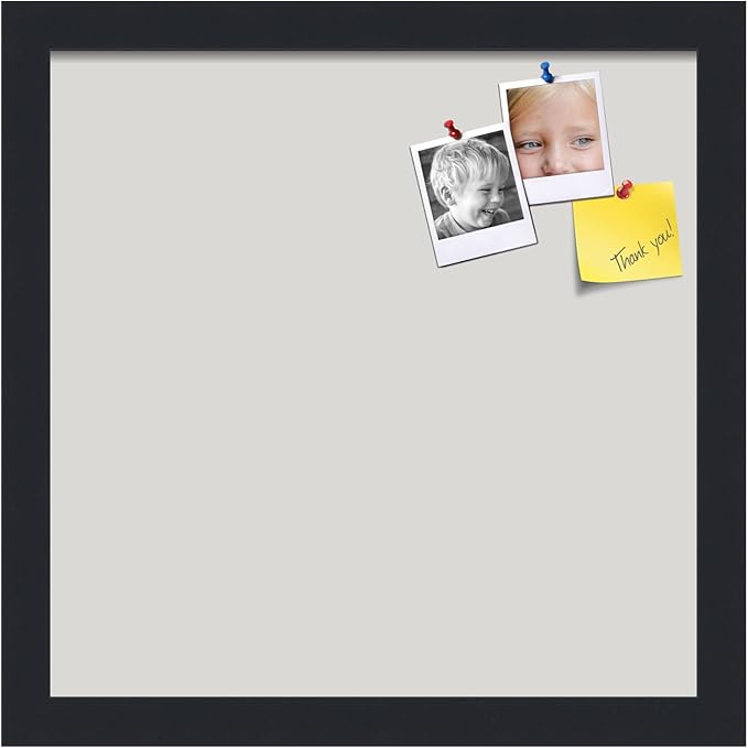 PinPix 13x13 Inch Cork Bulletin Board. This Decorative Framed Pin Board Comes with Light Stone Design and a Satin Black Frame. Ideal for Home Office Decor or Message Board (PinPix-1809)-DeskLoop Office