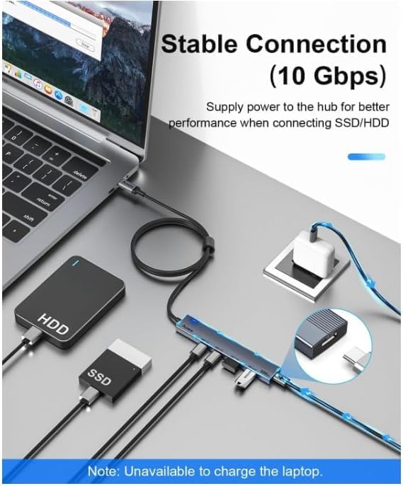 Aceele 10Gbps USB C Hub with 4 USB 3.2 Ports (2 USB A & 2 USB C), USB 3.2 Gen 2 3.3ft USB Cable Extender Hub with Type-C Power Port,Compatible for MacBook Pro 2021, iPad Pro 2021 and Other PC-DeskLoop Office