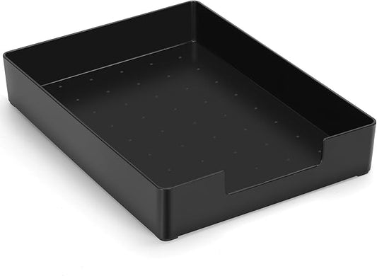 Letter-Size Paper Tray Organizer/Office Organizers/Rectangular Plastic Files/Desk Accessories, Plastic Paper Holder File Organizer for Office, School, Home Storage (Black)/Stackable/-DeskLoop Office