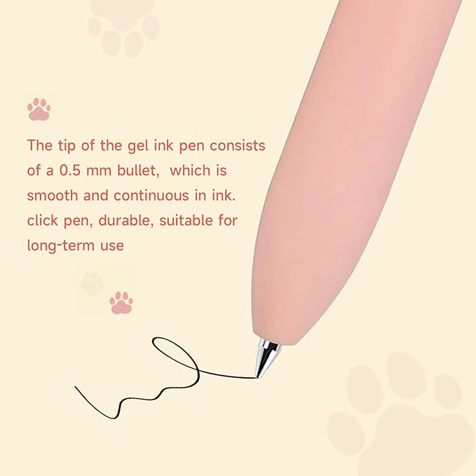 Cat Pens, 4 Pcs 0.5mm Cute Kawaii Black Ink Pens Fine Point Smooth Writing Pen, High-End Series Cat's Tail Retractable Pen for Journaling Note Taking (4 Pcs Cat)-DeskLoop Office