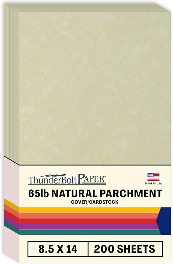 200 Natural Parchment 65lb Cover Paper Sheets 8.5X14 Inches Cardstock Weight Colored Sheets 8.5" X 14" (8.5X14 Inches) Legal|Menu Size - Printable Old Parchment Semblance-DeskLoop Office