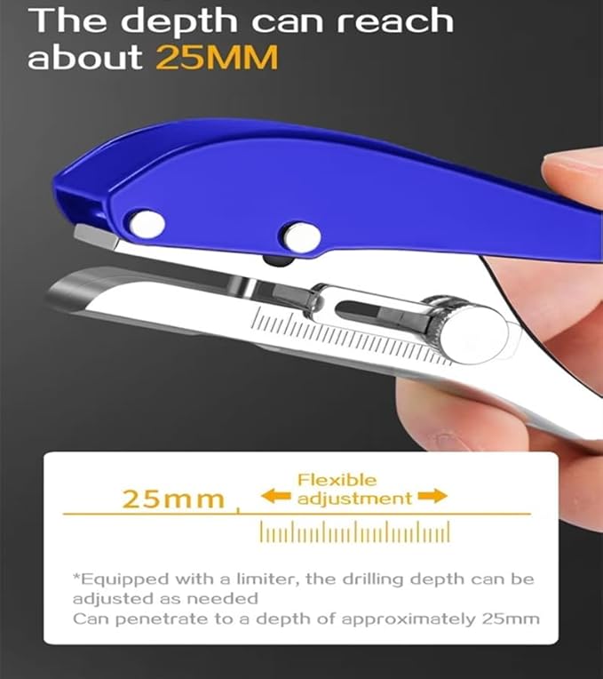 Single Hole Punch Heavy Duty Hole Puncher Single Handheld Paper Punch Small Hole Puncher One Hole Punch for Crafts Paper Cards Tags Scrapbook Plastic Cardboard-5/16 inch-8mm, Blue-DeskLoop Office