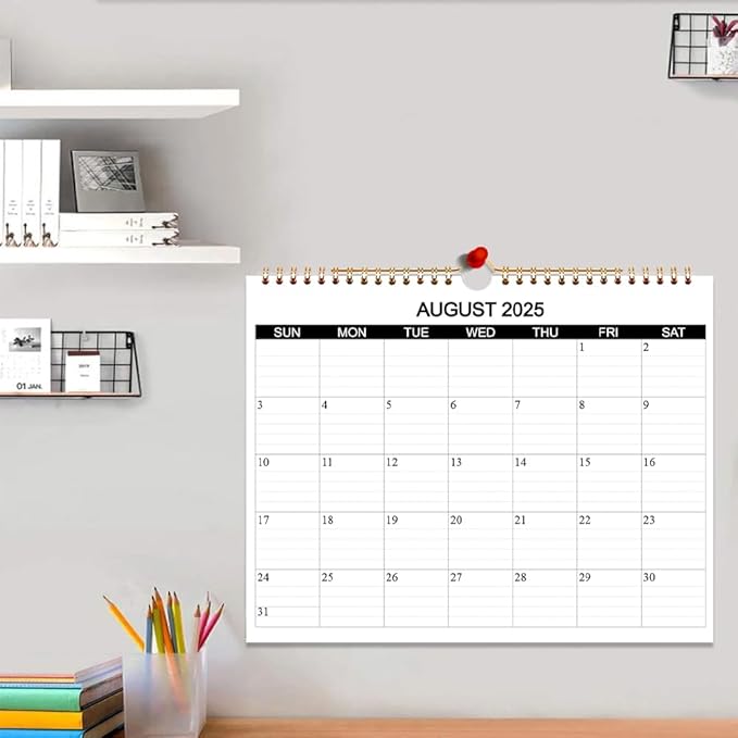 Calendar 2025-2026 - Wall Calendar 2025-26 Runs from August 2025 to December 2026, 17 Months Calendar with Thick Paper for Planning at Home or Office, 8.5 x 11 Inch, Black-DeskLoop Office