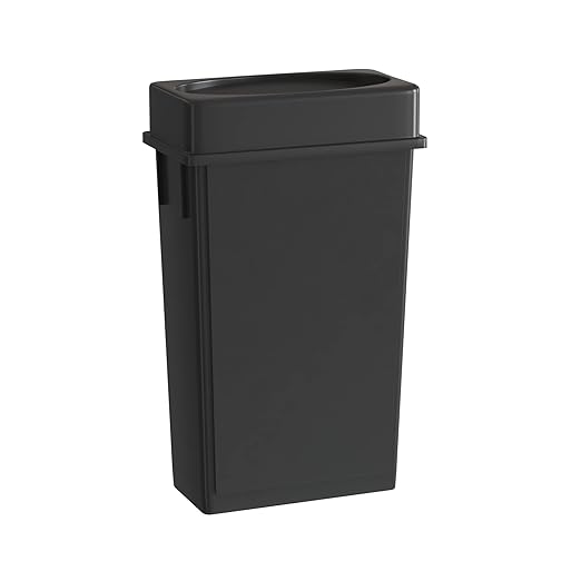 23 Gallon Black Slim Jim Trash Can with Drop Shot Lid-DeskLoop Office