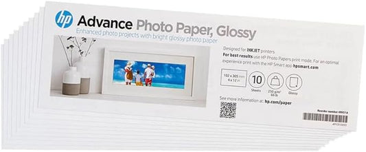 HP Advanced Photo Paper, Glossy, 4x12 in, 10 sheets (49V51A)-DeskLoop Office
