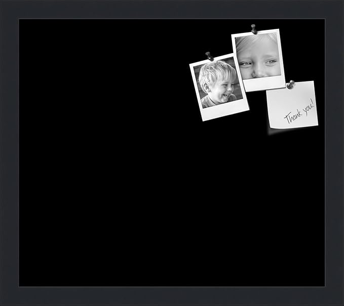 PinPix 16x14 Inch Cork Bulletin Board. This Decorative Framed Pin Board Comes with Solid Black Design and a Satin Black Frame. Ideal for Home Office Decor or Message Board (PinPix-622)-DeskLoop Office