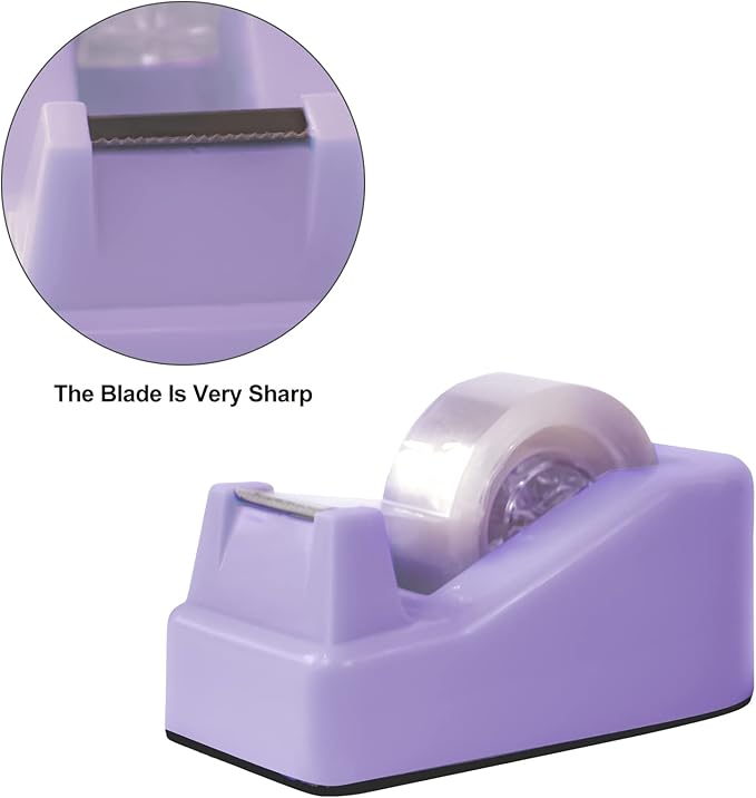 1Pcs Desktop Tape Dispenser Adhesive Roll Holder with Weighted Nonskid Base, Purple (Tape not Included)-DeskLoop Office