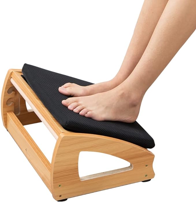 StrongTek Wood Ergonomic Footrest - 4-Angle Adjustable Foot Stool for Desk, Office Footrest, Anti-Slip Foot Stand for Under Desk, Enhances Posture, Promotes Blood Circulation, Easy Assembly (Espresso)-DeskLoop Office