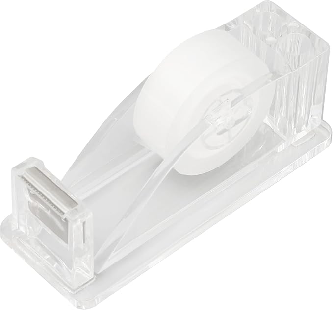 QILIMA Transparent Acrylic Tape Dispenser, Clear Tapes and Refillable Dispensers, Desktop Tape Dispenser Acrylic for Home,Tape Cutter Holder Fits Standard Tape Rolls, Office and School-DeskLoop Office