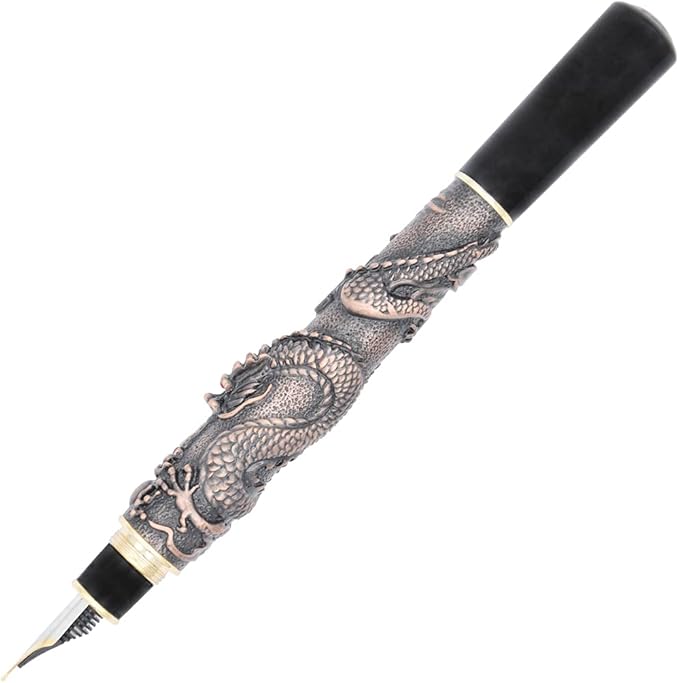 Gullor Basso-relievo Pen, Chinese Dragon, Medium Nib, a Heavy Noblest Pen Medium Nib-DeskLoop Office