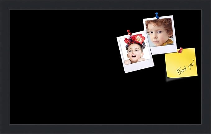 PinPix 20x12 Inch Cork Bulletin Board. This Decorative Framed Pin Board Comes with Solid Black Design and a Satin Black Frame. Ideal for Home Office Decor or Message Board (PinPix-622)-DeskLoop Office