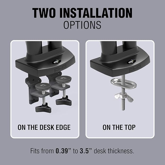 ELG Full Motion Swivel Dual Monitor Desk Mount Stand Gas Spring for Two Screens 17” to 35'' (4.4lbs to 19.8lbs Load for Each Display), Computer Monitor Stand F160N, Black-DeskLoop Office