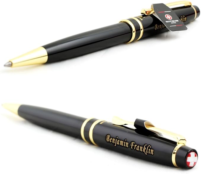 Free Engraving - Personalized Roller Ballpen, Ballpoint pen, Ball pen, Refillable Pens, Retractable Medium Point Black Ink, Custom Gifts for Men, Women, Classy Gift Box-DeskLoop Office