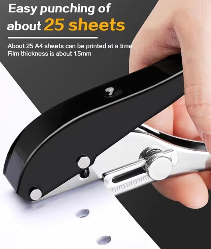 Single Hole Punch Heavy Duty Hole Puncher Single Handheld Paper Punch Small Hole Puncher One Hole Punch for Crafts Paper Cards Tags Scrapbook Plastic Cardboard-3/8 inch-10mm,Black-DeskLoop Office