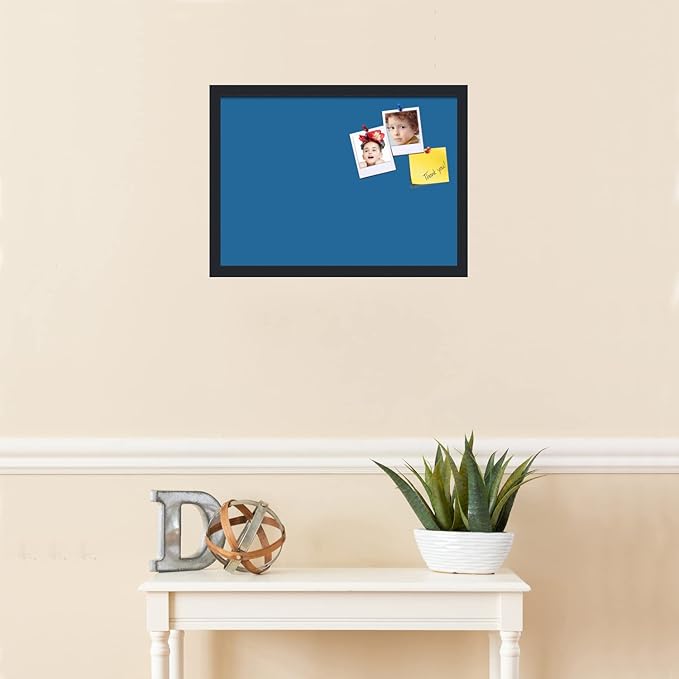 PinPix 21x15 Inch Cork Bulletin Board. This Decorative Framed Pin Board Comes with Navy Pastel Design and a Satin Black Frame. Ideal for Home Office Decor or Message Board (PinPix-1811)-DeskLoop Office