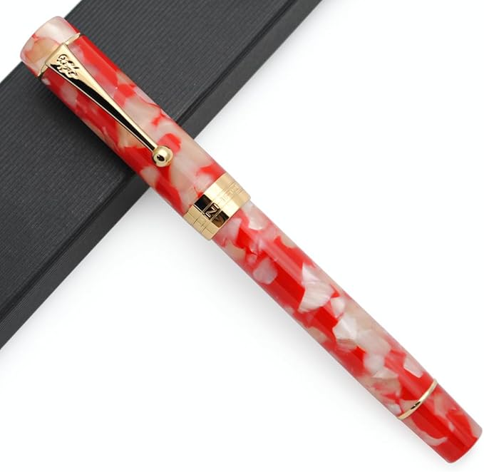 JINHAO 100 Fountain Pen with Ink Converter (Medium Nib 0.7mm, Red White Koi)-DeskLoop Office