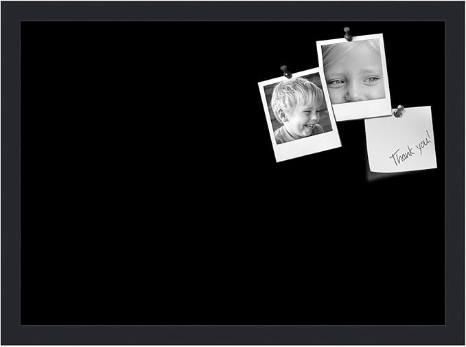 PinPix 21x15 Inch Cork Bulletin Board. This Decorative Framed Pin Board Comes with Solid Black Design and a Satin Black Frame. Ideal for Home Office Decor or Message Board (PinPix-622)-DeskLoop Office