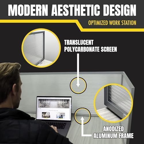 OBEX Polycarbonate Office Desk Mounted Privacy Screen Adjustable Table Top Panel Divider, Universal Aluminum Bracket-USA Made, 18" x 24", Translucent-DeskLoop Office