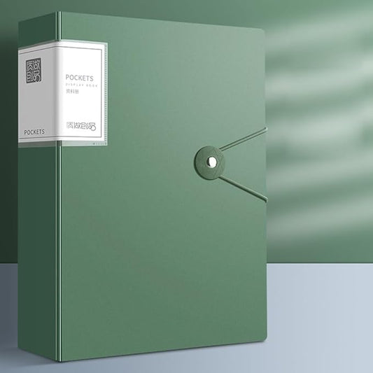 File Folder - 100 Pockets, Durable A4 Letter Size Organizer, Water-Resistant Plastic Dividers, Home/Office/School Document Holder (Dark Green)-DeskLoop Office