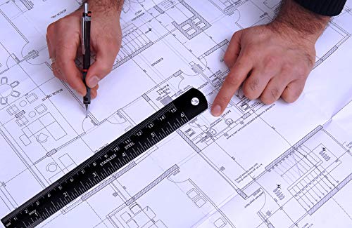 Metal Ruler Kit 12 Inch and 6 Inch, Stainless Steel Rulers with Centimeters, Millimeters, Inches and Conversion Table for Office and School, Easy to Read Metric Rule Set, 2 Pack-DeskLoop Office