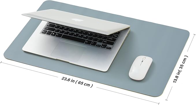 Cork Desk Mat - Small Dual-Sided Desk Pad for Office and Home - Desk Organization and Accessories - Ideal for Large Mouse Pad and Small Desk Mats on Top of Desks(Light Blue,23.6"x 13.8")-DeskLoop Office