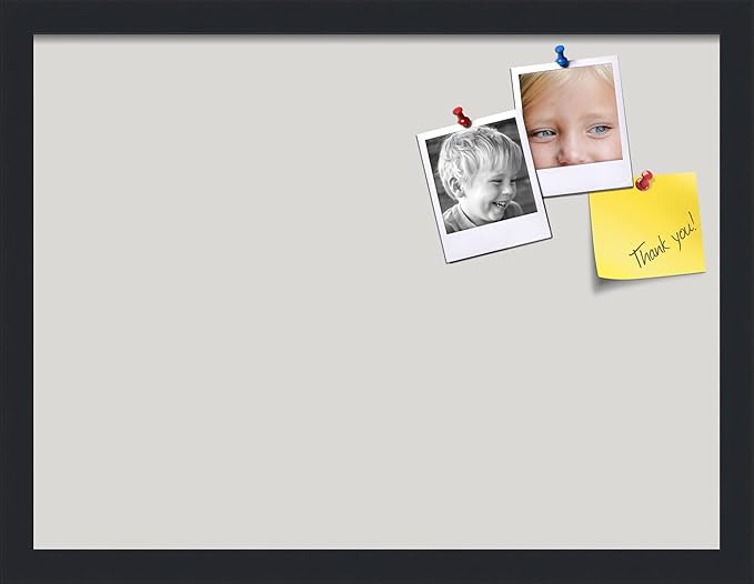 PinPix 20x15 Inch Cork Bulletin Board. This Decorative Framed Pin Board Comes with Light Stone Design and a Satin Black Frame. Ideal for Home Office Decor or Message Board (PinPix-1809)-DeskLoop Office