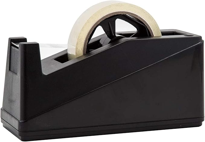 Royal Imports Desktop Tape Dispenser Adhesive Roll Holder (Fits 1" & 3" Core) Heavy Duty Premium for Office, Home, School, Library, Crafts, Moving, Giftwrapping with Weighted Nonskid Base, Black-DeskLoop Office