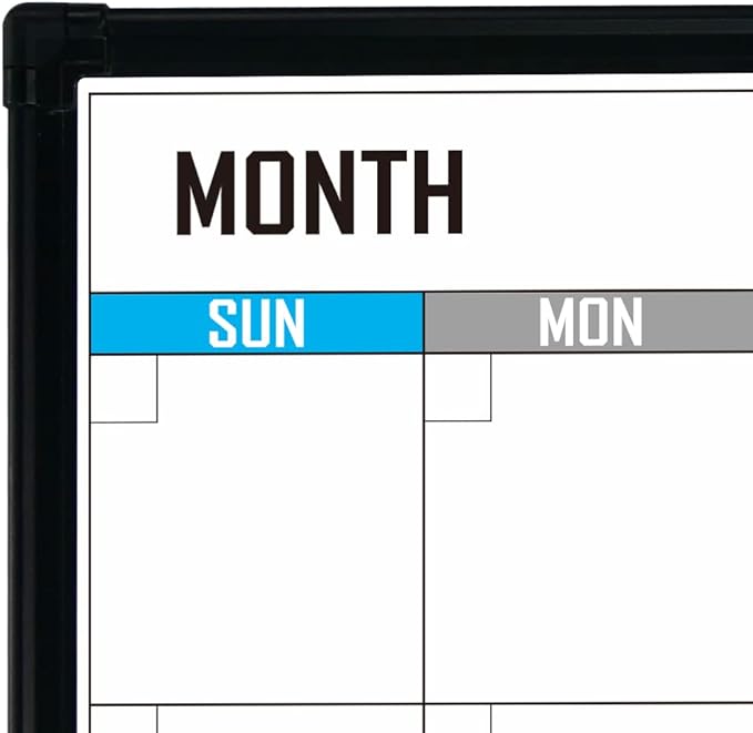 XBoard Dry Erase Calendar Whiteboard 28 X 20 - Combo White Board Calendar Monthly, Magnetic White Board + Corkboard with Black Aluminum Frame-DeskLoop Office