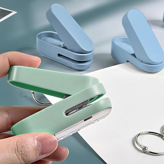 Magnoloran 2 Pack Single Hole Punch, 1/4 inch Mini Small Hole Puncher Heavy Duty Paper Hole Puncher Small Hole Punch One Hole Puncher for Crafts Paper Cards Tags Scrapbook-Blue&Green-DeskLoop Office