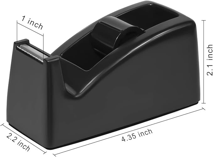 JIKIOU Desktop Tape Dispenser - Non-Skid Base - Weighted Tape Roll Dispenser - Perfect for Office Home School (Tape not Included) - (3-Pack Black)-DeskLoop Office