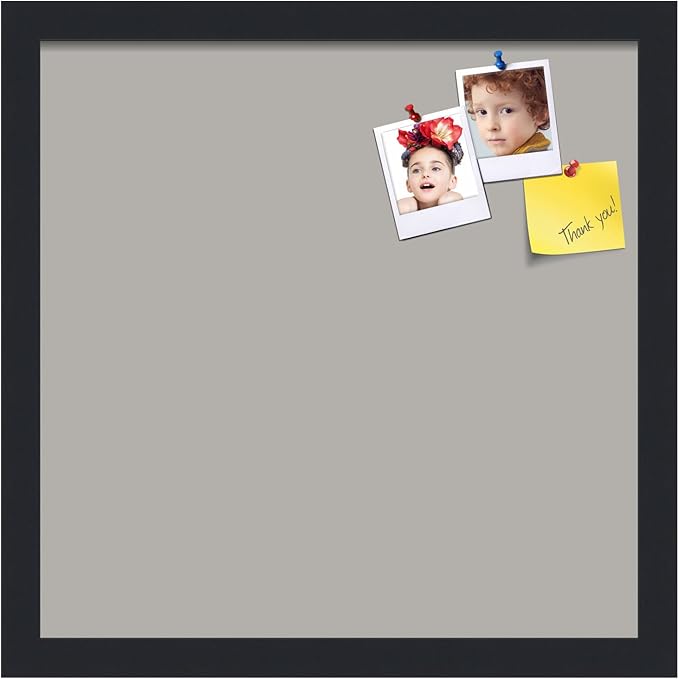 PinPix 15x15 Inch Cork Bulletin Board. This Decorative Framed Pin Board Comes with Dark Stone Design and a Satin Black Frame. Ideal for Home Office Decor or Message Board (PinPix-1808)-DeskLoop Office