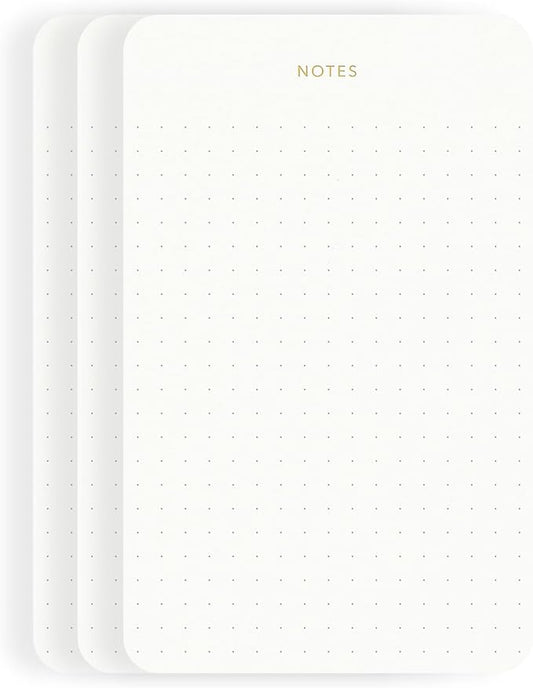 Elegant Desk Notepads for Professionals, Executive's Memo Pads, Minimalist, Gold Foiled, Dotted Layout, 3 Pack, 225 Sheets Total (75 Each), 6.3" x 3.9”, 80 GSM, Eco-friendly, FSC™ Certified Small Notepad-DeskLoop Office