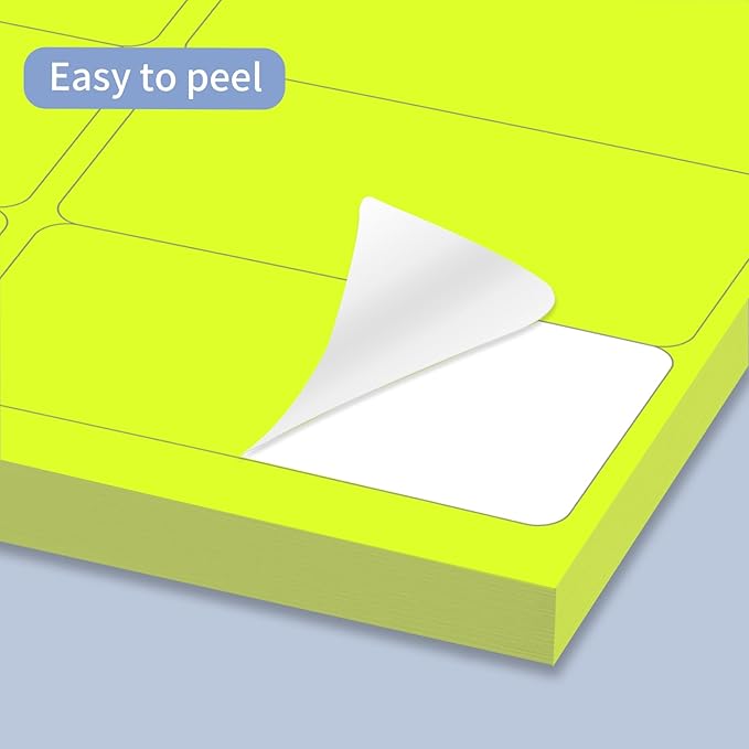 STARLIBOO Shipping Labels Stickers, 2"×4" Printable Fluorescent Mailing Labels for Laser/Inkjet Printing- Matte, Permanent Adhesive Stickers (20 Sheets, Fluorescent Yellow)-DeskLoop Office