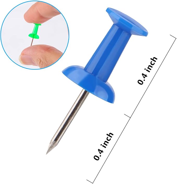 Yalis Push Pins 600 Count, Standard Multicolored Thumb Tacks Steel Point and Colors Plastic Head-DeskLoop Office