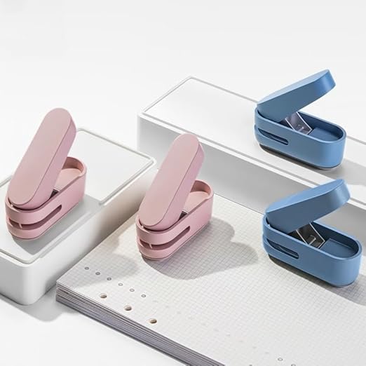 Magnoloran 2 Pack Single Hole Punch, 1/4 inch Mini Small Hole Puncher Heavy Duty Paper Hole Puncher Small Hole Punch One Hole Puncher for Crafts Paper Cards Tags Scrapbook-Blue&Pink-DeskLoop Office