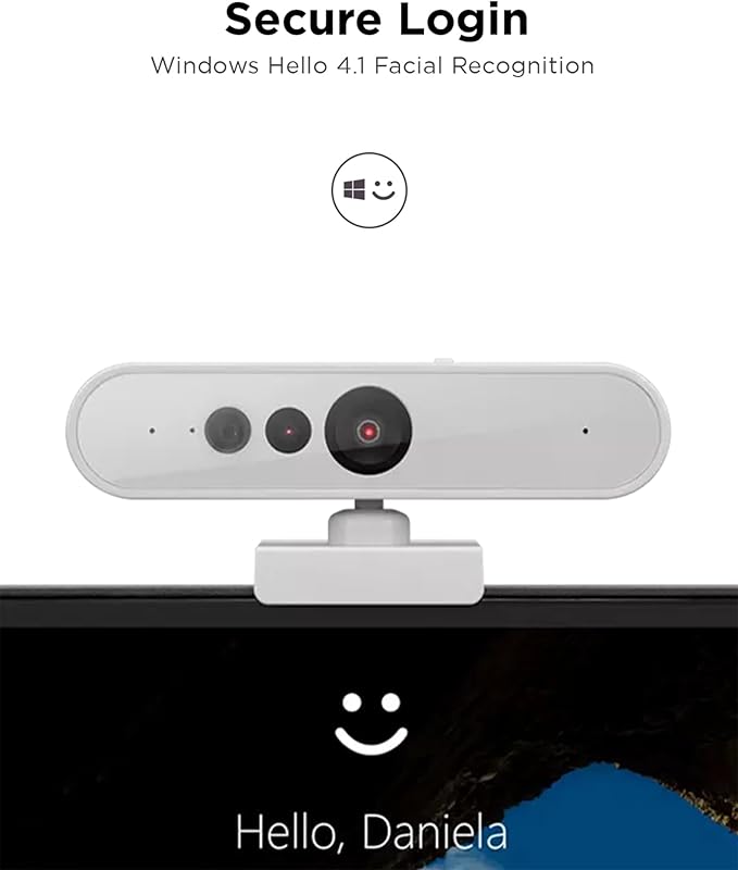 Lenovo HD 1080p Webcam (510 FHD) - Monitor Camera with 4X Digital Zoom, 95° Wide Angle, 360° Rotation Pan & Tilt - Desktop Cam with Dual Microphones & Windows Hello for Livestreaming & Conferences-DeskLoop Office