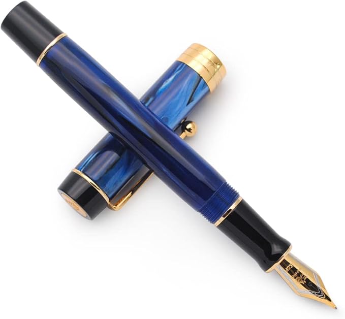JINHAO 100 Fountain Pen with Ink Converter (Medium Nib 0.7mm, Galaxy Blue-A)-DeskLoop Office