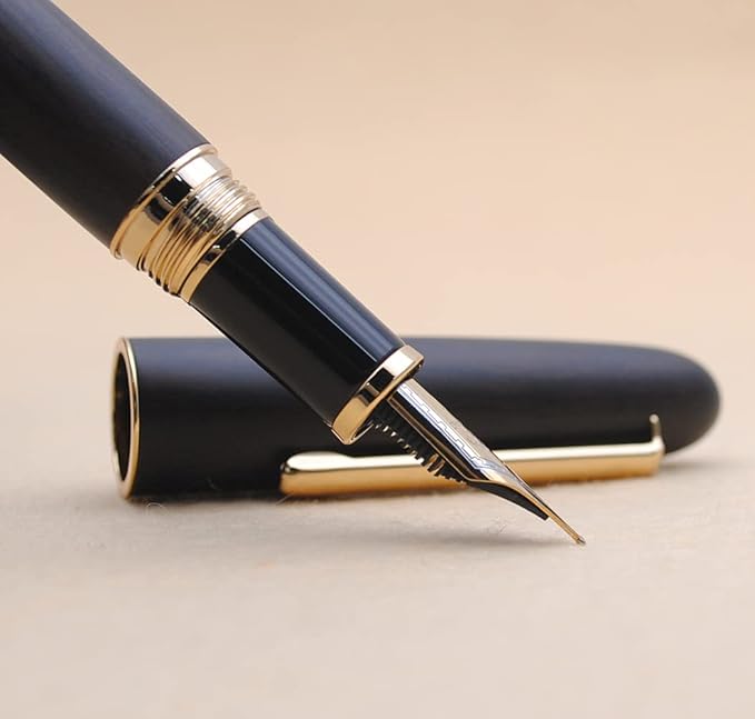 JINHAO 9036 Natural Wood Fountain Pen Handmade Ink Pen (Fine Nib 0.5mm, Ebony Wood)-DeskLoop Office