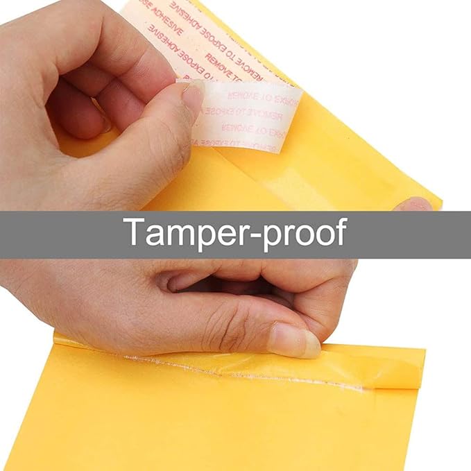 packbabol Kraft Bubble Mailers 4x8 Inch 100 Pcs,Small Self-Sealing Mail Shipping Bags,Yellow Padded Envelopes #000-DeskLoop Office
