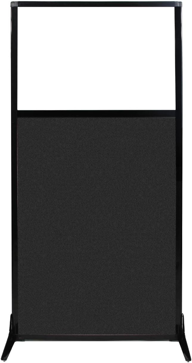 Versare Office Workstation Screen | Portable Wall Divider | Modern Cubicle | Freestanding Privacy Screen | Flexible Work Space | 1 Panel | 33" Wide x 70" Tall Black SoundSorb Panels with Window-DeskLoop Office