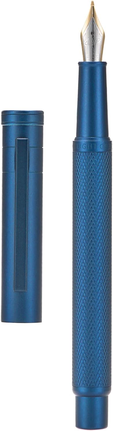 Hongdian 1851 Dark Blue Forest Fountain Pen Blade Nib Classic Design Calligraphy Pen with Converter and Metal Pen Case Set-DeskLoop Office