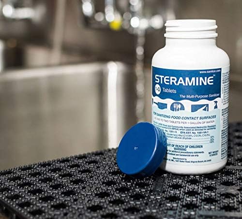 1 Bottle Steramine Tablet, Steramine Multi Purpose Sanitizer Tablet for Food Services, Food Contact Surfaces, Bar, Hotel Kitchen, Busy Diners, Restaurants & FoodTrucks by FryOilSaver Co. (150 Tablets)-DeskLoop Office