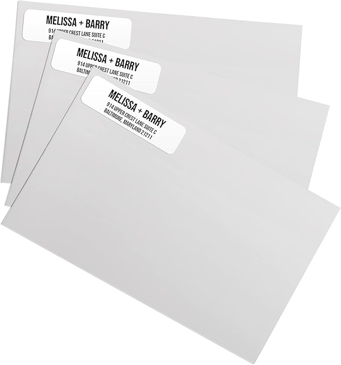 White Bold Rolled Address Labels/Roll of 500 Personalized Address Labels/Designer Return Address Stickers in Elegant Plastic Dispenser-DeskLoop Office