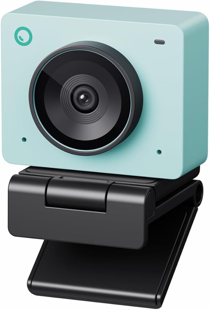 OBSBOT Meet 2-4K Webcam for PC with 1/2" Sensor, AI Framing & Autofocus, Beauty Mode, Lightweight, Gesture Control, HDR, Dual Microphone, 60 FPS, Web Cam for Streaming, Meeting, Gaming. (Aurora Green)-DeskLoop Office