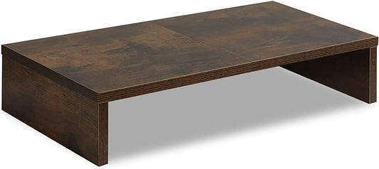 TEAMIX 20 Inch Monitor Stand Riser, Wooden Desktop Riser for TV/PC/Laptop/Printer, Rustic Brown Monitor Riser with Storage, Computer Stand Keyboard Organizer-DeskLoop Office