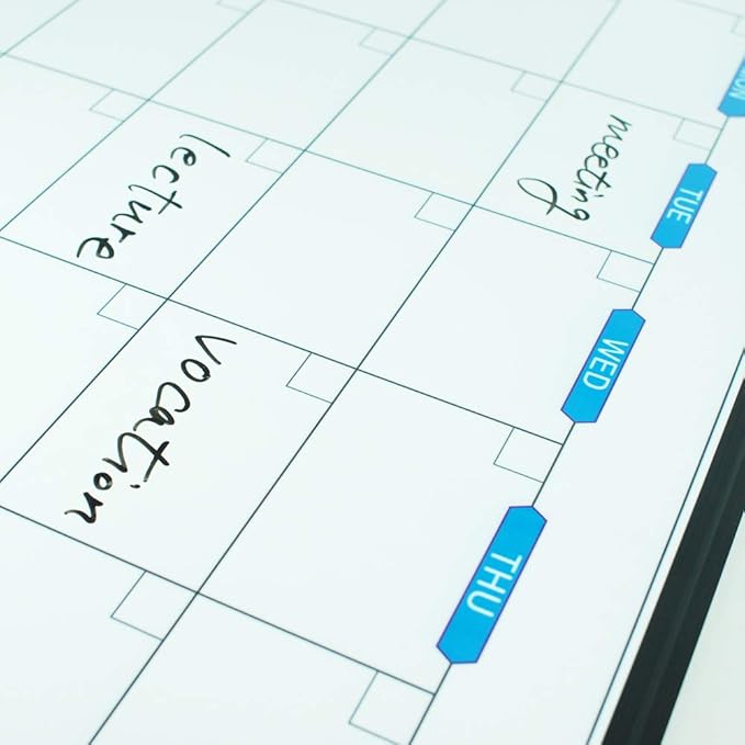 JILoffice Large Dry Erase Calendar Whiteboard - Magnetic White Board Calendar Monthly 60 X 40 Inch, Black Aluminum Frame Wall Mounted Board for Office Home and School-DeskLoop Office