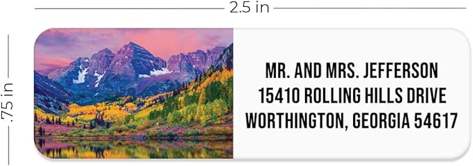 Scenic Landscape Rolled Address Labels / 500 Personalized Return Address Labels/Designer Address Stickers in Elegant Plastic Dispenser-DeskLoop Office
