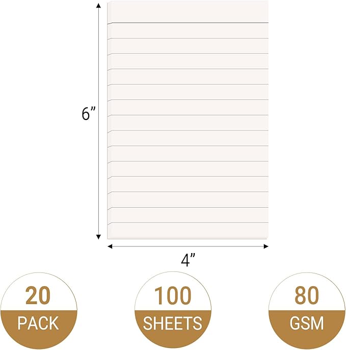 20 Pack Lined Memo Pads 4”x6” Note Pads - 100 Sheets Each Lined Paper Notepad- Small Memo Scratch Pad Writing Pads(Double Sided Printed)-DeskLoop Office