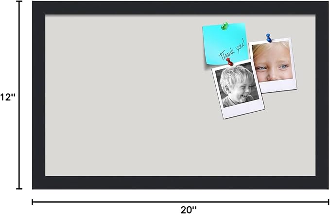 PinPix 20x12 Inch Cork Bulletin Board. This Decorative Framed Pin Board Comes with Light Stone Design and a Satin Black Frame. Ideal for Home Office Decor or Message Board (PinPix-1809)-DeskLoop Office